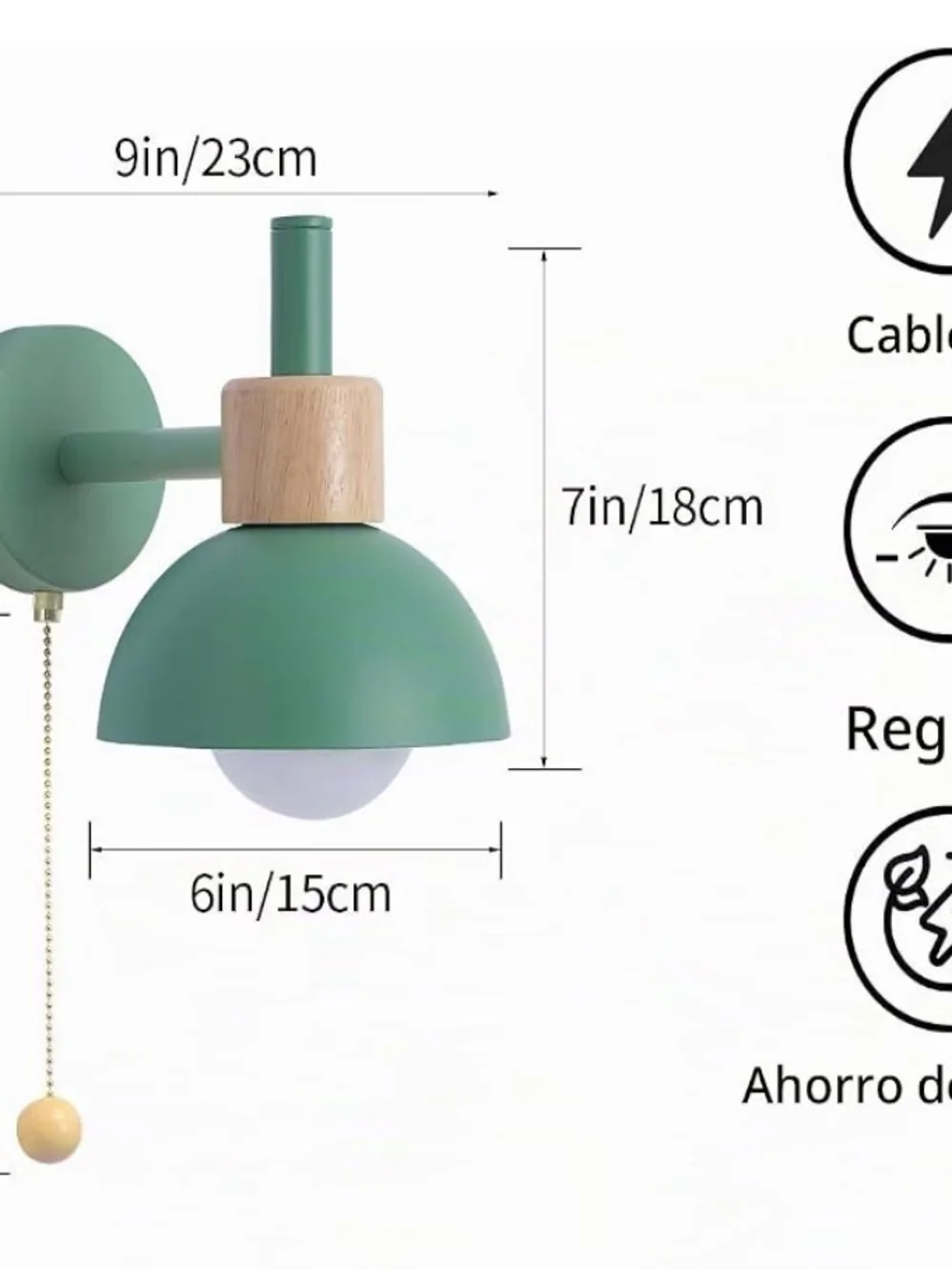 Modern Green Wall Sconce with Wood Accent - Brand